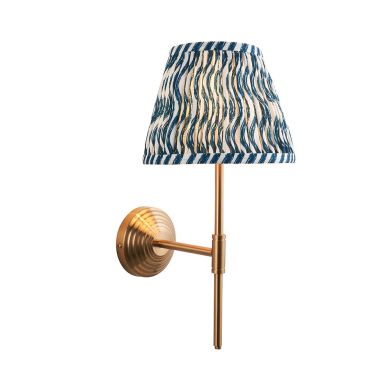 Obelisk T Bar And Ripple 20cm Marlin Blue Shade Wall Light In Brushed Aged Brass