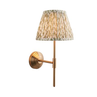 Obelisk T Bar And Leaf 20cm Herb Garden Green Shade Wall Light In Brushed Aged Brass