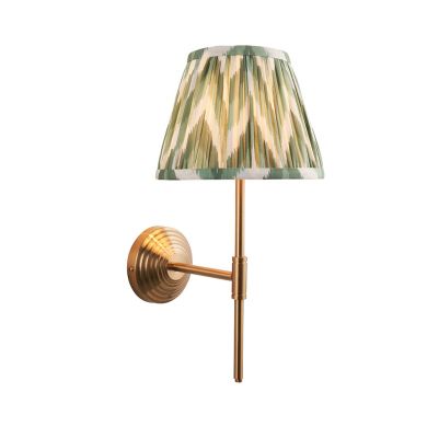 Obelisk T Bar And Zigzag 20cm Cotswold Green Shade Wall Light In Brushed Aged Brass