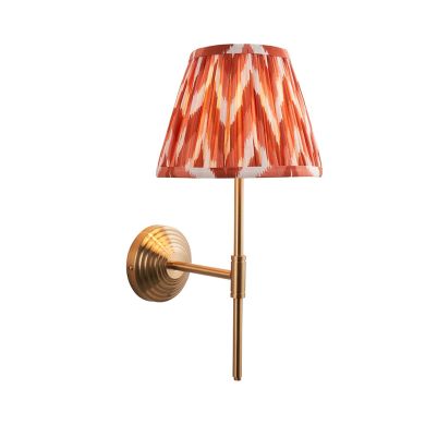 Obelisk T Bar And Zigzag 20cm Apricot Orange Shade Wall Light In Brushed Aged Brass