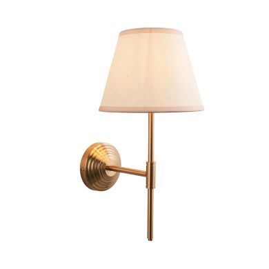 Obelisk T Bar And Ivy 20cm Vintage White Shade Wall Light In Brushed Aged Brass