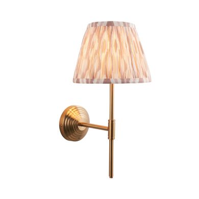 Obelisk T Bar And Ikat 20cm Neutral Shade Wall Light In Brushed Aged Brass