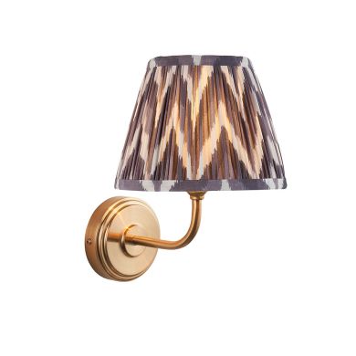Step Arc And Zigzag 20cm Pearl Grey Shade Wall Light In Brushed Aged Brass