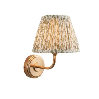 Step Arc And Leaf 20cm Herb Garden Green Shade Wall Light In Brushed Aged Brass