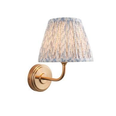 Step Arc And Leaf 20cm Shell Bay Blue Shade Wall Light In Brushed Aged Brass
