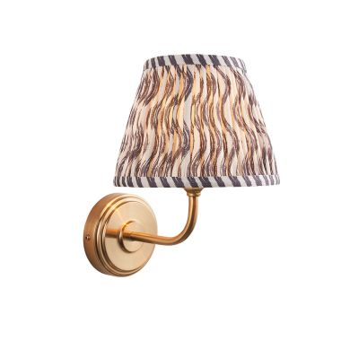 Step Arc And Ripple 20cm Pearl Grey Shade Wall Light In Brushed Aged Brass