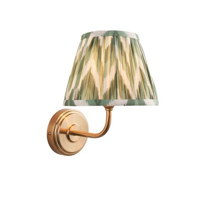 Step Arc And Zigzag 20cm Cotswold Green Shade Wall Light In Brushed Aged Brass