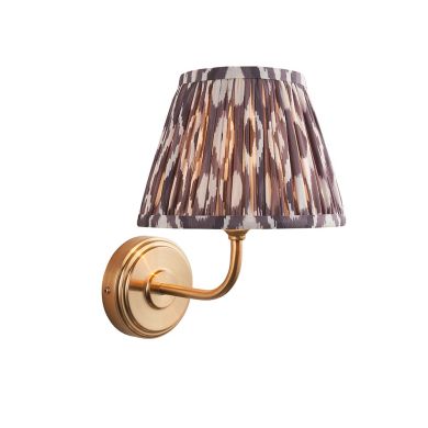 Step Arc And Ikat 20cm Pearl Grey Shade Wall Light In Brushed Aged Brass
