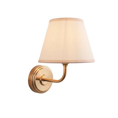 Step Arc And Ivy 20cm Vintage White Shade Wall Light In Brushed Aged Brass