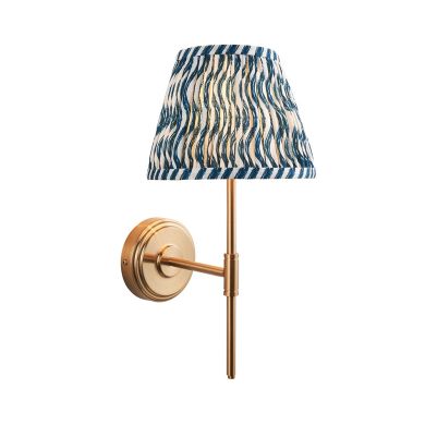 Step T Bar And Ripple 20cm Marlin Blue Shade Wall Light In Brushed Aged Brass