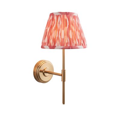 Step T Bar And Ikat 20cm Coral Pink Shade Wall Light In Brushed Aged Brass
