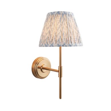 Step T Bar And Leaf 20cm Shell Bay Blue Shade Wall Light In Brushed Aged Brass