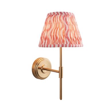 Step T Bar And Ripple 20cm Coral Pink Shade Wall Light In Brushed Aged Brass