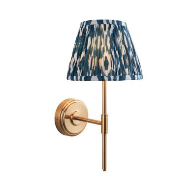 Step T Bar And Ikat 20cm Marlin Blue Shade Wall Light In Brushed Aged Brass