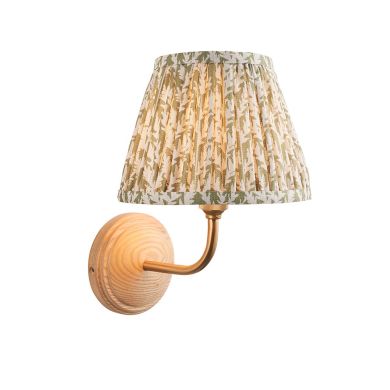 Wood Arc And Leaf 20cm Herb Garden Green Shade Wall Light In Brushed Aged Brass