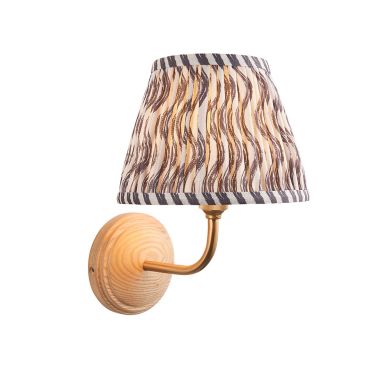 Wood Arc And Ripple 20cm Pearl Grey Shade Wall Light In Brushed Aged Brass