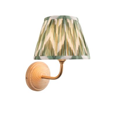 Wood Arc And Zigzag 20cm Cotswold Green Shade Wall Light In Brushed Aged Brass