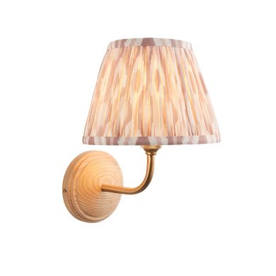 Wood Arc And Ikat 20cm Neutral Shade Wall Light In Brushed Aged Brass