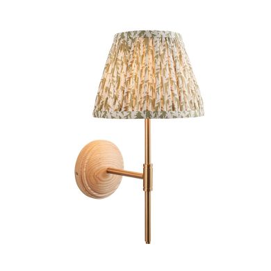 Wood T Bar And Leaf 20cm Herb Garden Green Shade Wall Light In Brushed Aged Brass