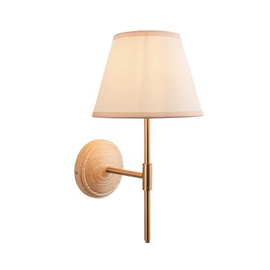 Wood T Bar And Ivy 20cm Vintage White Shade Wall Light In Brushed Aged Brass