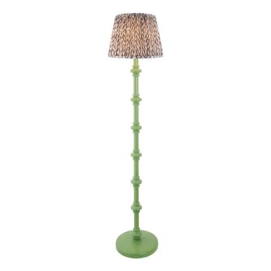 Carnaby And Leaf 35cm Pearl Grey Shade Floor Lamp With Satin Cotswold Green Base