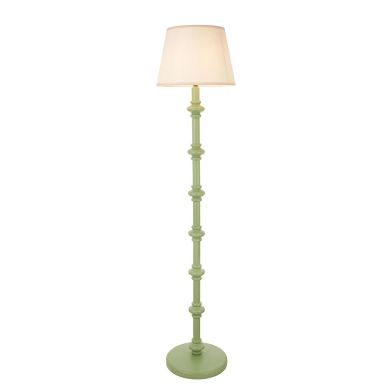 Carnaby And Ivy 35cm Vintage White Shade Floor Lamp With Satin Cotswold Green Base
