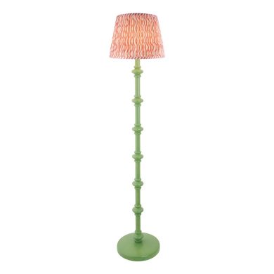 Carnaby And Ripple 35cm Coral Pink Shade Floor Lamp With Satin Cotswold Green Base