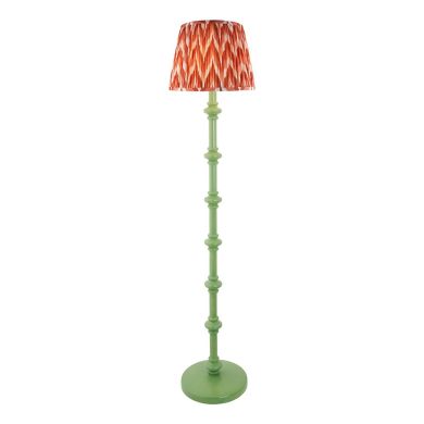 Carnaby And Zigzag 35cm Apricot Orange Shade Floor Lamp Satin Cotswold Green Base