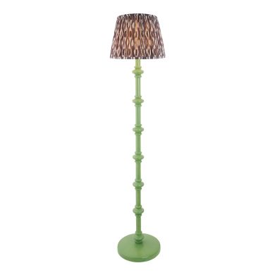 Carnaby And Ikat 35cm Pearl Grey Shade Floor Lamp With Satin Cotswold Green Base
