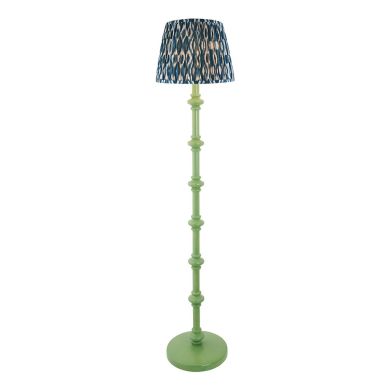 Carnaby And Ikat 35cm Marlin Blue Shade Floor Lamp With Satin Cotswold Green Base