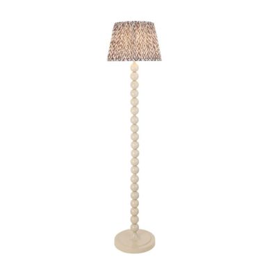 Higgledy And Leaf 35cm Pearl Grey Shade Floor Lamp With High Gloss Almond White Base