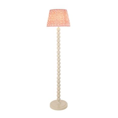 Higgledy And Ripple 35cm Coral Pink Shade Floor Lamp With Gloss Almond White Base