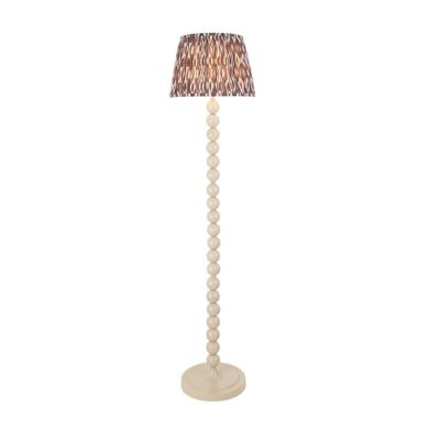Higgledy And Ikat 35cm Pearl Grey Shade Floor Lamp With High Gloss Almond White Base