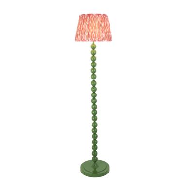 Higgledy And Ikat 35cm Coral Pink Shade Floor Lamp With High Gloss Cotswold Green Base