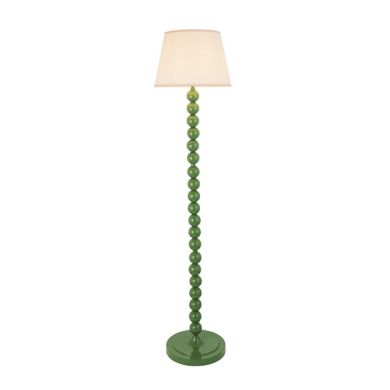 Higgledy And Ivy 35cm Vintage White Shade Floor Lamp With High Gloss Cotswold Green Base