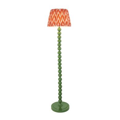 Higgledy And Zigzag 35cm Apricot Orange Shade Floor Lamp With Gloss Cotswold Green Base