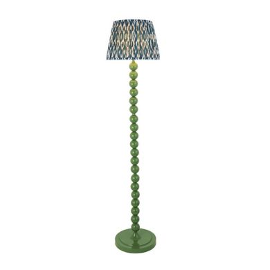 Higgledy And Ikat 35cm Marlin Blue Shade Floor Lamp With High Gloss Cotswold Green Base