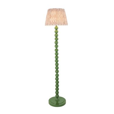 Higgledy And Ikat 35cm Neutral Shade Floor Lamp With High Gloss Cotswold Green Base