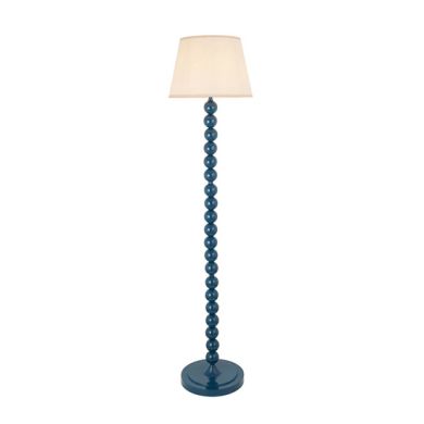 Higgledy And Ivy 35cm Vintage White Shade Floor Lamp With High Gloss Marlin Blue Base