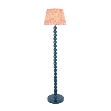 Higgledy And Ripple 35cm Coral Pink Shade Floor Lamp With Gloss Marlin Blue Base