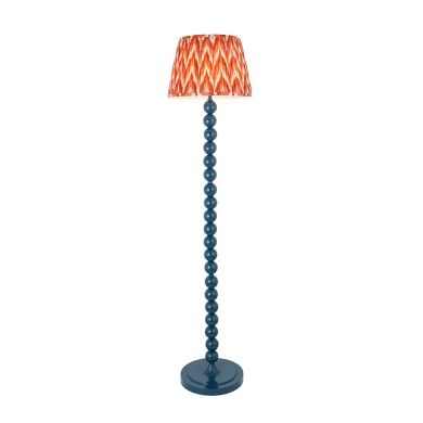 Higgledy And Zigzag 35cm Apricot Orange Shade Floor Lamp With Gloss Marlin Blue Base