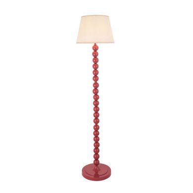 Higgledy And Ivy 35cm Vintage White Shade Floor Lamp With High Gloss Pink Clay Base