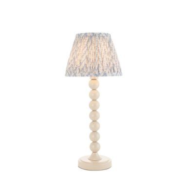 Higgledy And Leaf 20cm Shell Bay Blue Shade Table Lamp With High Gloss Almond White Base