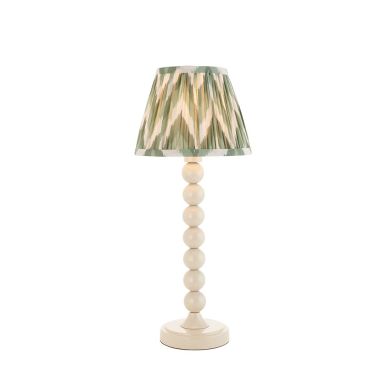 Higgledy And Zigzag 20cm Cotswold Green Shade Table Lamp With Gloss Almond White Base