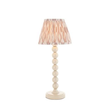 Higgledy And Ikat 20cm Neutral Shade Table Lamp With High Gloss Almond White Base