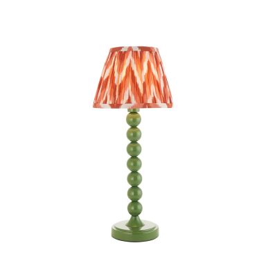 Higgledy And Zigzag 20cm Apricot Orange Shade Table Lamp With Gloss Cotswold Green Base