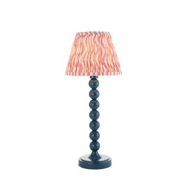 Higgledy And Ripple 20cm Coral Pink Shade Table Lamp With Gloss Marlin Blue Base