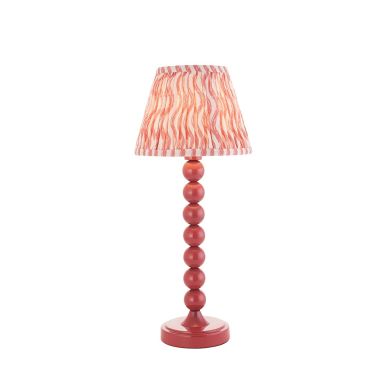 Higgledy And Ripple 20cm Coral Pink Shade Table Lamp With Gloss Pink Clay Base
