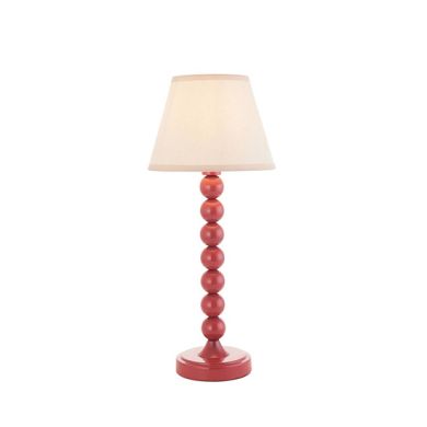 Higgledy And Ivy 20cm Vintage White Shade Table Lamp With High Gloss Pink Clay Base
