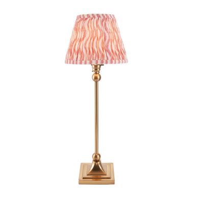 Santiago And Ripple 20cm Coral Pink Shade Table Lamp In Brushed Aged Brass